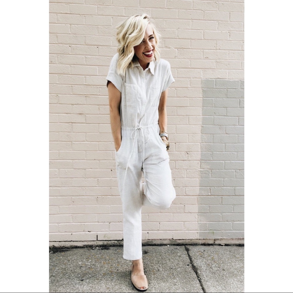 ROOLEE Sherridah Ivory Pin-Stripe Romper.